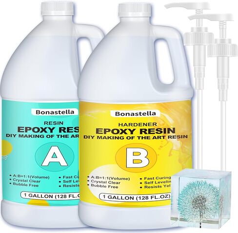 4GALLON Epoxy Resin Kit - Crystal Clear Resin Epoxy Kit: Not Yellowing and No Bubble Self Leveling, for Tabletops, Coating, Casting, Wood & Resin Molds, Jewelry Making in Saudi Arabia