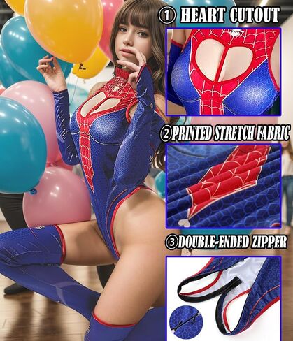 Sexy Bodysuit Cosplay Costume Lingerie for Women, Heart Cutout Rave Outfit, Perfect for Halloween Costumes in Kuwait