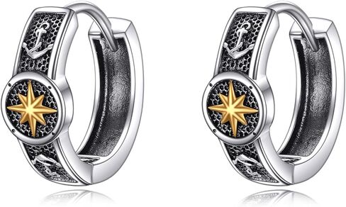 POPLYKE Black Celtic Knot Hoop Earrings 925 Sterling Silver Small Vintage Gothic Punk Rock Hoop Earrings Men… in Kuwait