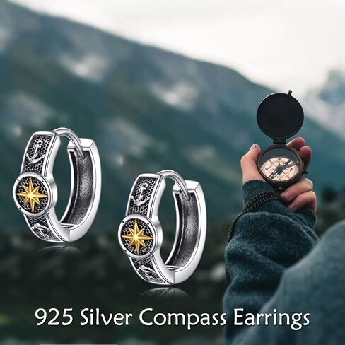 POPLYKE Black Celtic Knot Hoop Earrings 925 Sterling Silver Small Vintage Gothic Punk Rock Hoop Earrings Men… in Kuwait