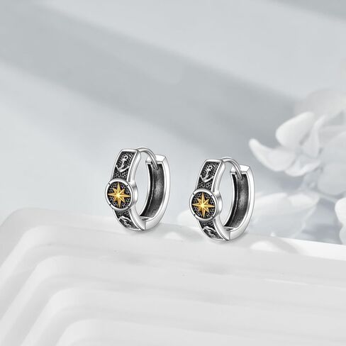 POPLYKE Black Celtic Knot Hoop Earrings 925 Sterling Silver Small Vintage Gothic Punk Rock Hoop Earrings Men… in Kuwait