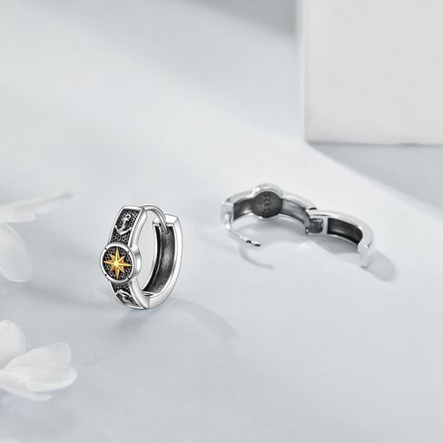 POPLYKE Black Celtic Knot Hoop Earrings 925 Sterling Silver Small Vintage Gothic Punk Rock Hoop Earrings Men… in Kuwait