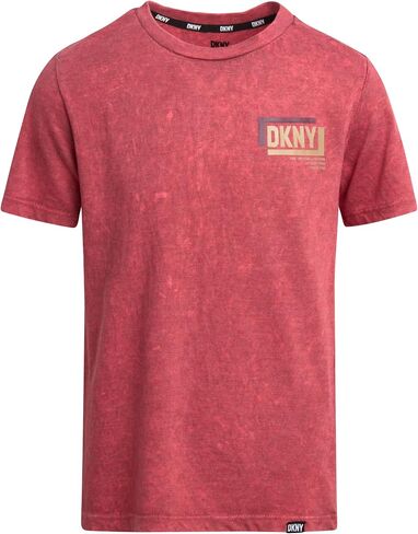 تي شيرت DKNY للأولاد - تي شيرت برسومات جرافيك من مزيج القطن الناعم وأكمام قصيرة بياقة دائرية - تي شيرت كاجوال مريح برسومات للأولاد (8-20) in Saudi Arabia