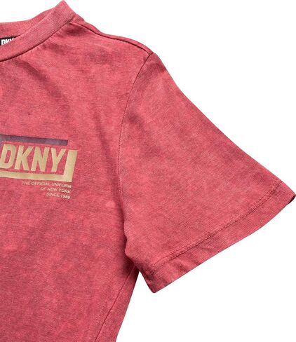 تي شيرت DKNY للأولاد - تي شيرت برسومات جرافيك من مزيج القطن الناعم وأكمام قصيرة بياقة دائرية - تي شيرت كاجوال مريح برسومات للأولاد (8-20) in Saudi Arabia