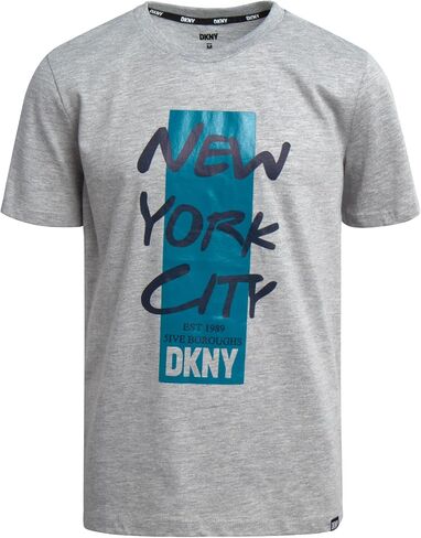 تي شيرت DKNY للأولاد - تي شيرت برسومات جرافيك من مزيج القطن الناعم وأكمام قصيرة بياقة دائرية - تي شيرت كاجوال مريح برسومات للأولاد (8-20) in Saudi Arabia