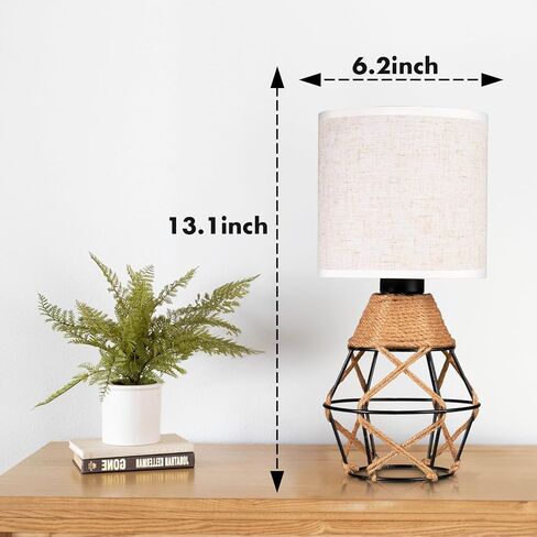 Hamilyeah Woven Table Lamps Set of 2, Farmhouse Lamps for Nightstand with On/Off Switch, Bedside Lamps with Fabric Shade, Modern Simple Lamps for Bedroom, Living Room,Home Office in Saudi Arabia