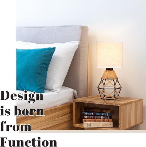 Hamilyeah Woven Table Lamps Set of 2, Farmhouse Lamps for Nightstand with On/Off Switch, Bedside Lamps with Fabric Shade, Modern Simple Lamps for Bedroom, Living Room,Home Office in Saudi Arabia