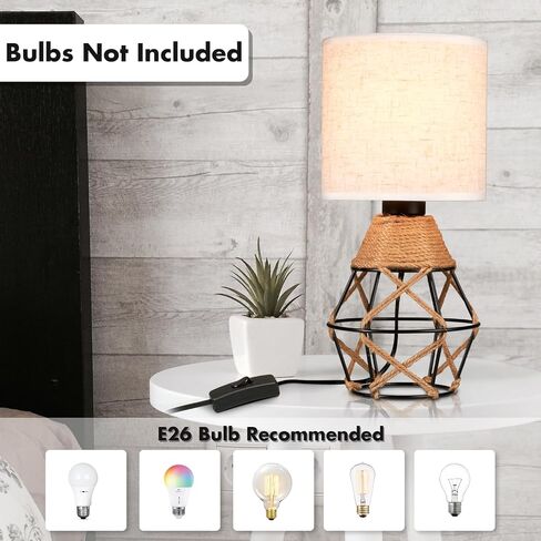 Hamilyeah Woven Table Lamps Set of 2, Farmhouse Lamps for Nightstand with On/Off Switch, Bedside Lamps with Fabric Shade, Modern Simple Lamps for Bedroom, Living Room,Home Office in Saudi Arabia