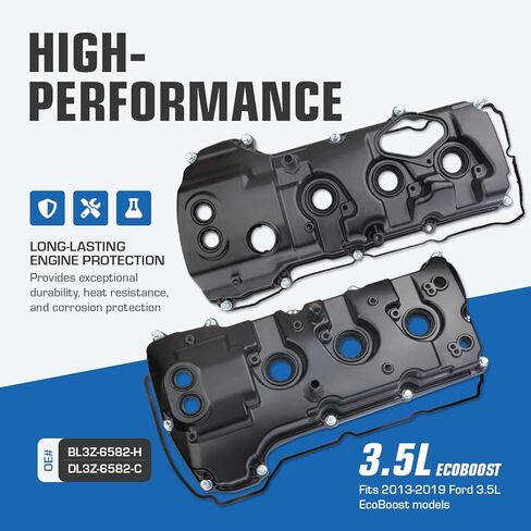 أغطية صمامات محرك ألومنيوم مطورة يسارًا يمينًا متوافقة مع Ford F-150 Expedition Transit Mark LT Navigator 3.5 غطاء صمام EcoBoost 13-19 2013-2019 in Kuwait