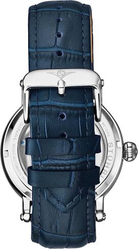 ساعة Stuhrling Original للرجال أوتوماتيكية بهيكل فضي، إطار فضي، حزام جلد أصلي منقوش بنقشة التمساح in Saudi Arabia