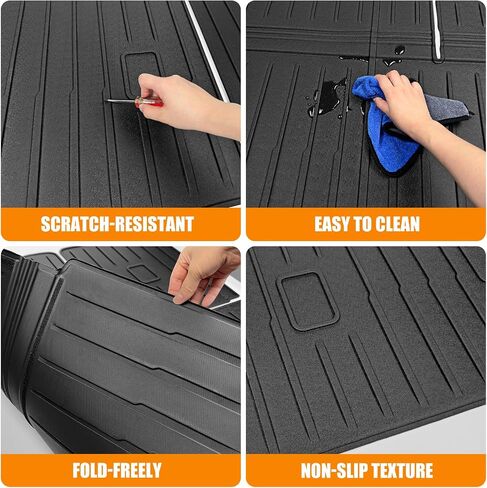 حصيرة مسند الظهر متوافقة مع 2018-2024 Ford Expedition Max/Lincoln Navigator L Cargo Liner Trunk Mat for Expedition Max Accessories غطاء المقعد الخلفي (حصيرة صندوق السيارة + حصيرة مسند الظهر) in Kuwait