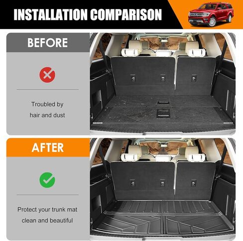 حصيرة مسند الظهر متوافقة مع 2018-2024 Ford Expedition Max/Lincoln Navigator L Cargo Liner Trunk Mat for Expedition Max Accessories غطاء المقعد الخلفي (حصيرة صندوق السيارة + حصيرة مسند الظهر) in Kuwait
