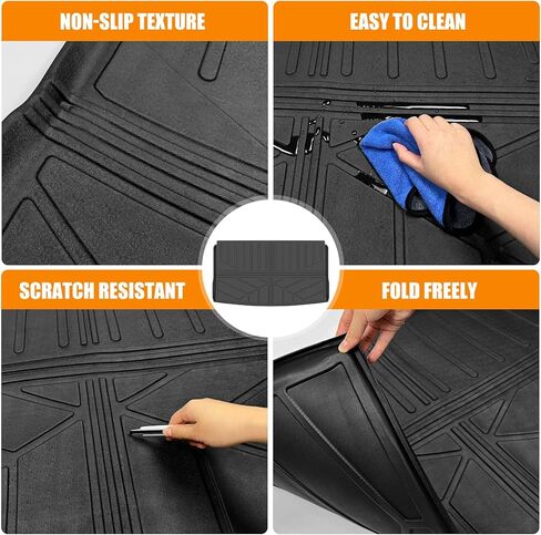 حصيرة مسند الظهر متوافقة مع 2018-2024 Ford Expedition Max/Lincoln Navigator L Cargo Liner Trunk Mat for Expedition Max Accessories غطاء المقعد الخلفي (حصيرة صندوق السيارة + حصيرة مسند الظهر) in Kuwait