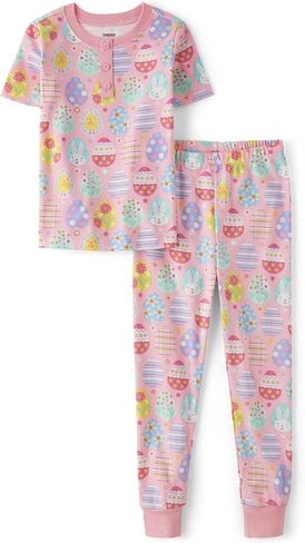 Gymboree Girls' and Toddler Easter Gymmie Short Sleeve Top and Pant Cotton 2-Piece Pajama Sets in Saudi Arabia