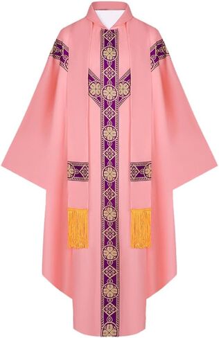 Catholic Priest Chasuble Church Mass Vestment Robe Chasuble Mass Round Collar Robe with Pastor in Saudi Arabia