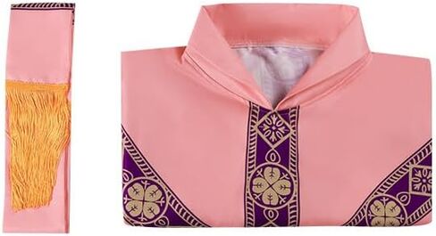 Catholic Priest Chasuble Church Mass Vestment Robe Chasuble Mass Round Collar Robe with Pastor in Saudi Arabia