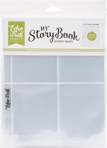 شركة ECHO PARK PAPER COMPANY (4) 3 بوصة × 4 بوصة صفحات جيب لألبوم كتب القصص مقاس 6 بوصة × 8 بوصة 10 فتحات/عبوة، متعددة الألوان in Saudi Arabia