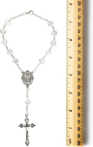 Catholic Car Decorations, Clear Auto Prayer Rosary for Gear Shift and Guardian Angel Visor Clip, Religious Gift for New Drivers in Saudi Arabia