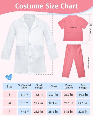 Doctor Costume for Kids, Kids Scrubs with Lab Coat, 9Pcs Toddler Halloween Costume, Career Day Costume for Boy Girls in Saudi Arabia