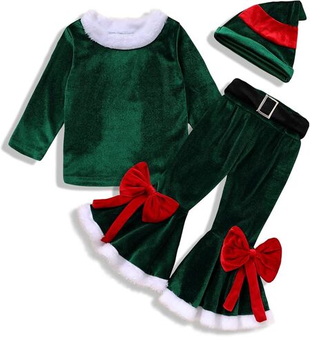 أصغر شجرة طفلة عيد الميلاد الزي طفل سانتا الساحرة ازياء أفخم السراويل واسعة قبعة طفل هدايا عيد الميلاد in Kuwait