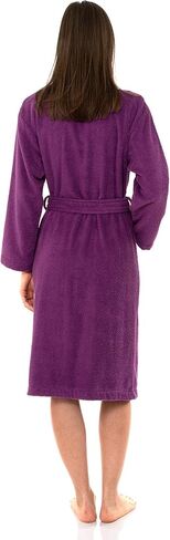 TowelSelections رداء نسائي من القطن التركي الناعم تيري كيمونو رداء حمام متوسط/كبير أرجواني جمشت in Kuwait