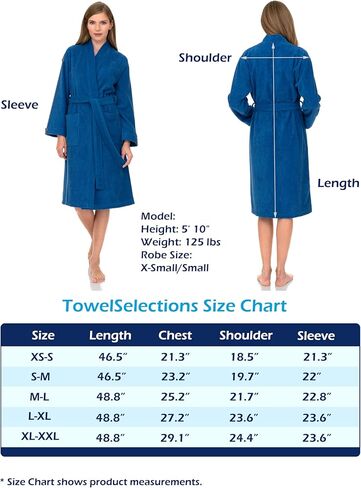 TowelSelections رداء نسائي من القطن التركي الناعم تيري كيمونو رداء حمام متوسط/كبير أرجواني جمشت in Kuwait
