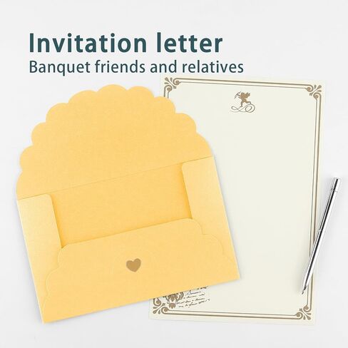 50 Pack 4x6 Envelopes, A4 Envelope with Gold Heart,Gray Envelopes for Invitations, Baby Shower, Wedding, Greeting Card, Birthday in Kuwait