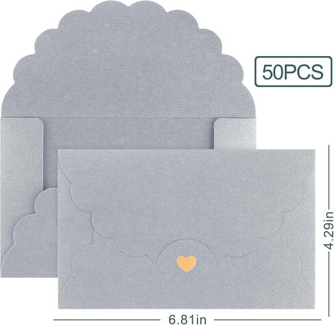 50 Pack 4x6 Envelopes, A4 Envelope with Gold Heart,Gray Envelopes for Invitations, Baby Shower, Wedding, Greeting Card, Birthday in Kuwait