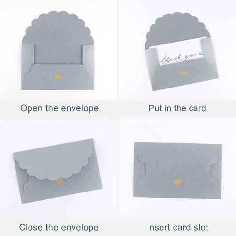 50 Pack 4x6 Envelopes, A4 Envelope with Gold Heart,Gray Envelopes for Invitations, Baby Shower, Wedding, Greeting Card, Birthday in Kuwait