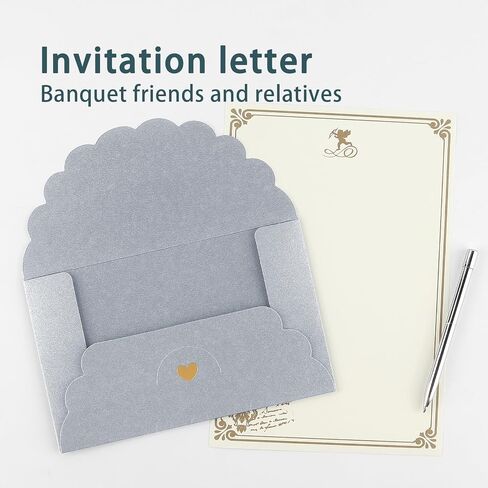 50 Pack 4x6 Envelopes, A4 Envelope with Gold Heart,Gray Envelopes for Invitations, Baby Shower, Wedding, Greeting Card, Birthday in Kuwait