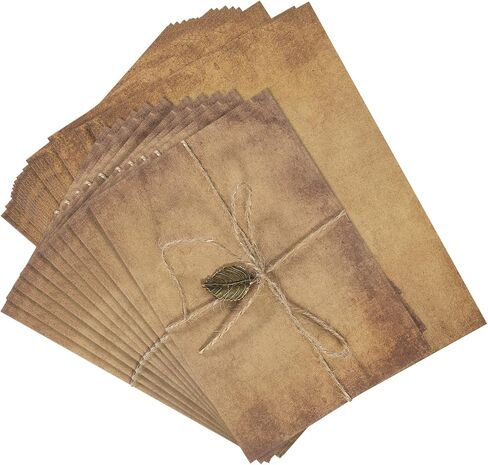 PATIKIL Vintage Gift Card Envelopes Set, 10 Set 150 G V Flap Christmas Card Envelope with Letter Rose Four Leaf Accessories for Birthday Wedding, Retro in Saudi Arabia