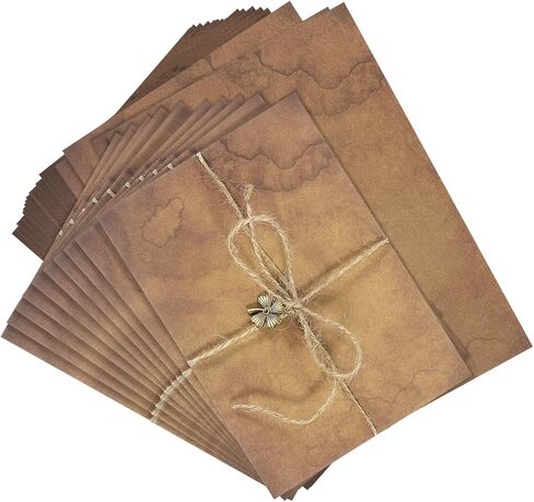 PATIKIL Vintage Gift Card Envelopes Set, 10 Set 150 G V Flap Christmas Card Envelope with Letter Rose Four Leaf Accessories for Birthday Wedding, Retro in Saudi Arabia