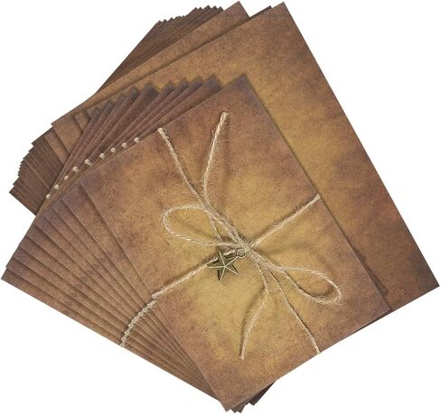 PATIKIL Vintage Gift Card Envelopes Set, 10 Set 150 G V Flap Christmas Card Envelope with Letter Rose Four Leaf Accessories for Birthday Wedding, Retro in Saudi Arabia