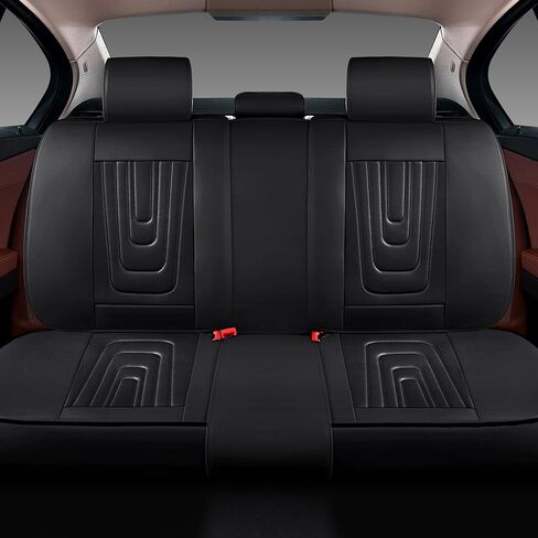Black Car Seat Covers Full Set,Universal Fit for Cars SUVs Pick-up Trucks,Anti-Slip Breathable Automotive Seat Covers,Full Set of 5 Seats,Napa Leather (Black) in Saudi Arabia