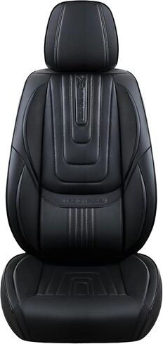 Black Car Seat Covers Full Set,Universal Fit for Cars SUVs Pick-up Trucks,Anti-Slip Breathable Automotive Seat Covers,Full Set of 5 Seats,Napa Leather (Black) in Saudi Arabia
