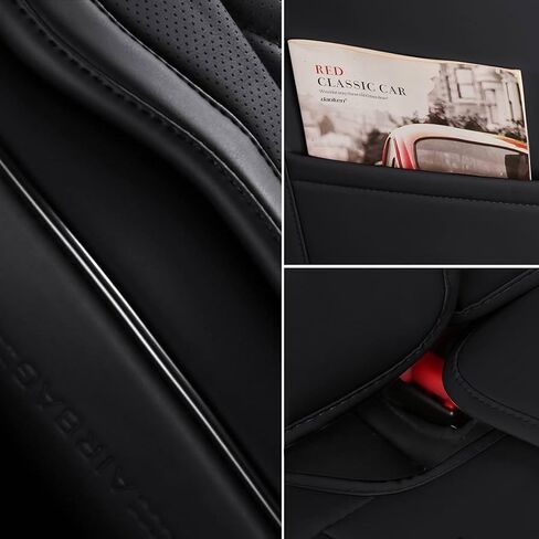 مجموعة كاملة من أغطية مقاعد السيارة باللون الأسود، مناسبة عالميًا لشاحنات البيك اب وسيارات الدفع الرباعي، أغطية مقاعد سيارات مضادة للانزلاق وجيدة التهوية، مجموعة كاملة من 5 مقاعد، جلد نابا (أسود) in Kuwait