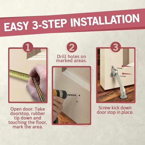 جاك ندريل 1 عبوة توقف الباب لأسفل مقاس 4 بوصة | مع طرف مطاطي مانع للانزلاق للأرضيات الخشبية والخرسانة والبلاط والسجاد | يعمل على أبواب المرآب وغرفة المعيشة الثقيلة، مع توقف مجاني للأبواب الزنبركية مقاس 5 بوصات (3 ⅛ بوصة). in Kuwait