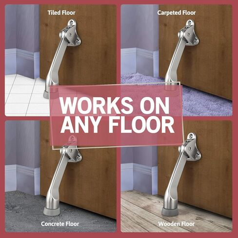 جاك ندريل 1 عبوة توقف الباب لأسفل مقاس 4 بوصة | مع طرف مطاطي مانع للانزلاق للأرضيات الخشبية والخرسانة والبلاط والسجاد | يعمل على أبواب المرآب وغرفة المعيشة الثقيلة، مع توقف مجاني للأبواب الزنبركية مقاس 5 بوصات (3 ⅛ بوصة). in Kuwait