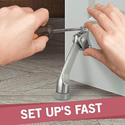 جاك ندريل 1 عبوة توقف الباب لأسفل مقاس 4 بوصة | مع طرف مطاطي مانع للانزلاق للأرضيات الخشبية والخرسانة والبلاط والسجاد | يعمل على أبواب المرآب وغرفة المعيشة الثقيلة، مع توقف مجاني للأبواب الزنبركية مقاس 5 بوصات (3 ⅛ بوصة). in Kuwait