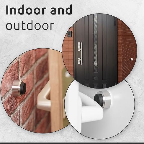 ECENCE Doorstop Wall الفولاذ المقاوم للصدأ 2X عازل مطاطي، مصد الباب، مقبض الباب، حماية الحائط، مثبت على الحائط، مادة التركيب متضمنة in Kuwait