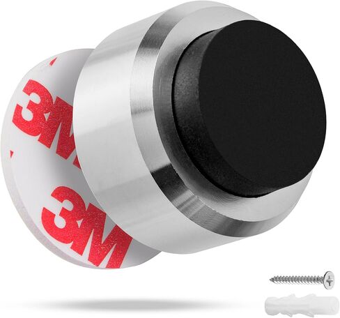 ECENCE Doorstop Wall الفولاذ المقاوم للصدأ 2X عازل مطاطي، مصد الباب، مقبض الباب، حماية الحائط، مثبت على الحائط، مادة التركيب متضمنة in Kuwait