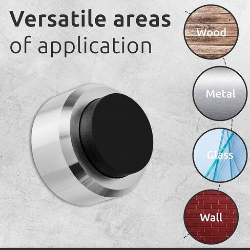 ECENCE Doorstop Wall الفولاذ المقاوم للصدأ 2X عازل مطاطي، مصد الباب، مقبض الباب، حماية الحائط، مثبت على الحائط، مادة التركيب متضمنة in Kuwait