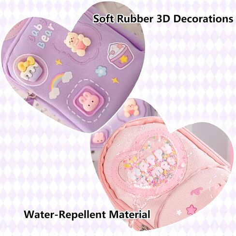 Mini Backpack Pencil Case Art Marker Storage Canvas Makeup Pocket Small Gadget Bag Organizer Random Free of Highlighters (Bear Purple) in Kuwait