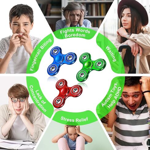 SCIONE 3 قطع فيدجيت سبينر للأطفال البالغين، ألعاب تململ حسية لتخفيف التوتر، مغازل تململ مطلية بالكهرباء رائعة للأطفال المصابين باضطراب فرط الحركة ونقص الانتباه والتوحد وعيد الهالوين وهدايا عيد الميلاد وجوائز الفصول الدراسية للبنين والبنات in Saudi Arabia