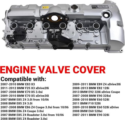 أجزاء المحرك أغطية الصمامات متوافقة مع BMW E82 E90 E93 E91 E90 E60 F10 E83 F25 E70 E85 E86 E89 128i 328i 328xi 528i X3 X5 Z4 2007-2013 2.5L 3.0L in Kuwait