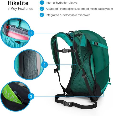 Osprey 26 Hiking Backpack + Reservoir ‎10000485, Black in Saudi Arabia