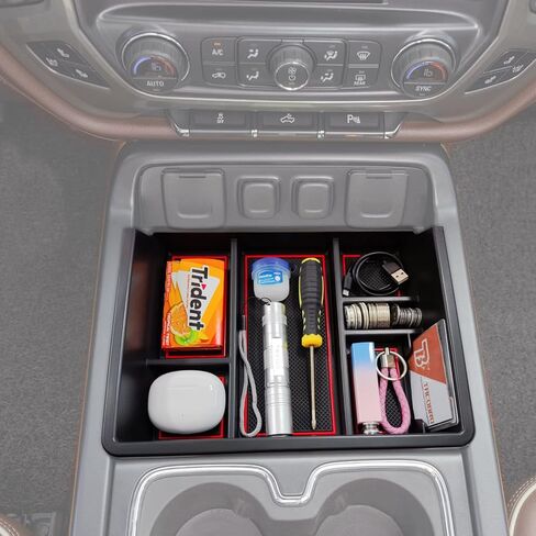 TACOBRO Full Center Console Organizer Compatible with 2014-2018 Sierra 1500 /Silverado 1500 Accessories 2015-2019 Silverado/Sierra 2500 3500HD Compartment Cover Insert Tray Storage, Blue in Kuwait