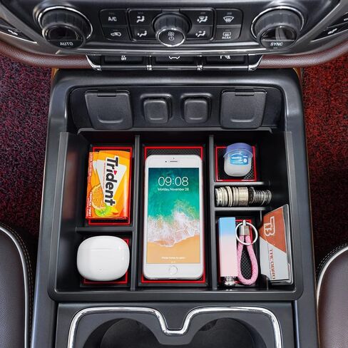 TACOBRO Full Center Console Organizer Compatible with 2014-2018 Sierra 1500 /Silverado 1500 Accessories 2015-2019 Silverado/Sierra 2500 3500HD Compartment Cover Insert Tray Storage, Blue in Kuwait