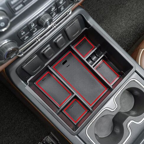 TACOBRO Full Center Console Organizer Compatible with 2014-2018 Sierra 1500 /Silverado 1500 Accessories 2015-2019 Silverado/Sierra 2500 3500HD Compartment Cover Insert Tray Storage, Blue in Kuwait