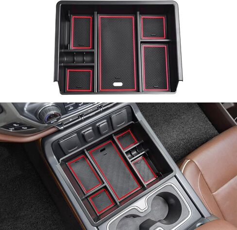 TACOBRO Full Center Console Organizer Compatible with 2014-2018 Sierra 1500 /Silverado 1500 Accessories 2015-2019 Silverado/Sierra 2500 3500HD Compartment Cover Insert Tray Storage, Blue in Kuwait